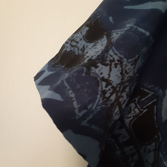 Vtg Batman Mens S Blue AOP Button Up Shirt Dc Comics Warner Bros - Picture 8 of 11